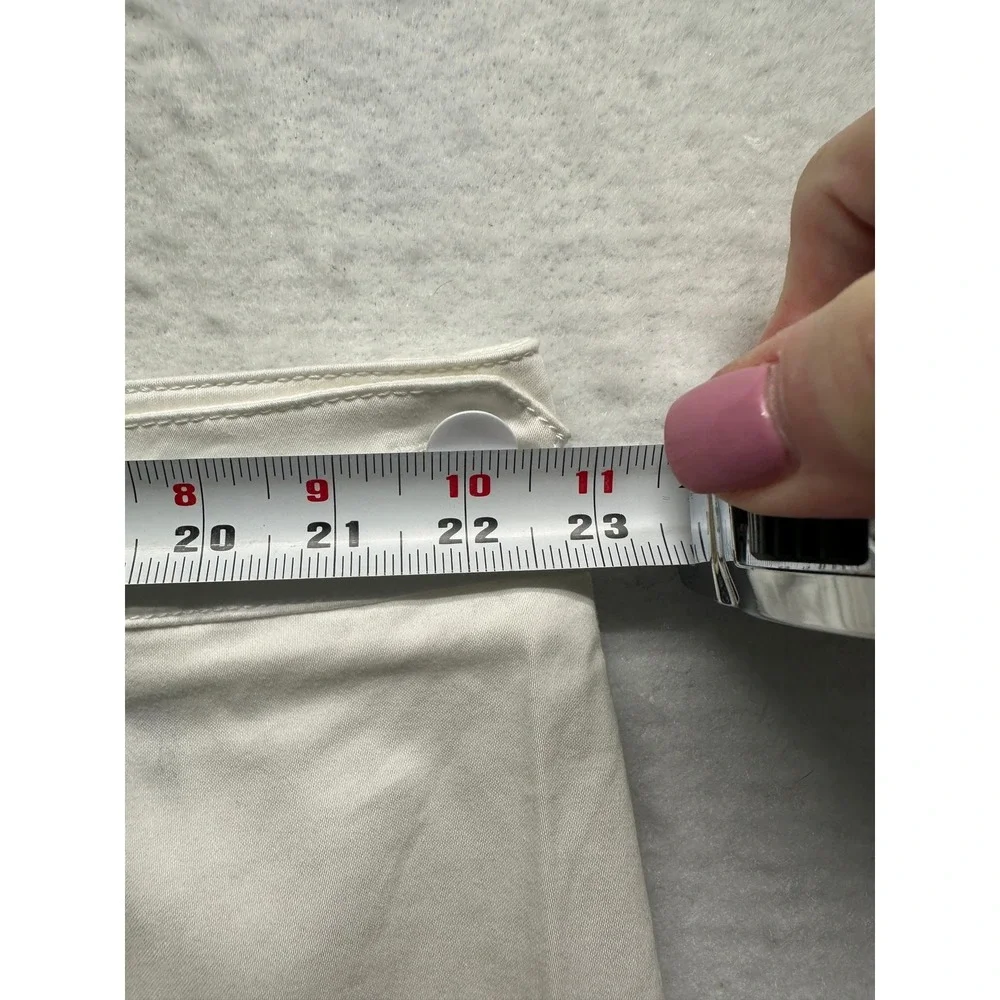 Zac & Rachel Women Crop Pants‎ White 24W Wide Leg Button Detail Cotton